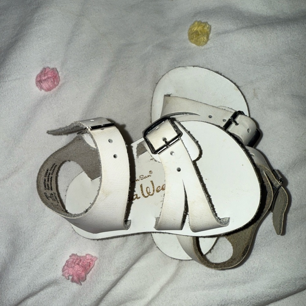 White Leather Sandals with Adjustable Straps